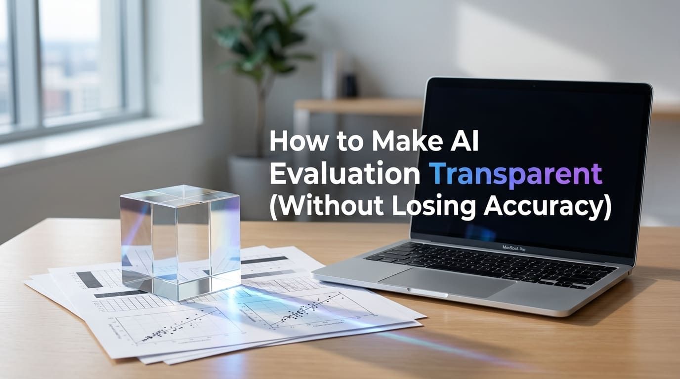 Diagram showing transparent AI evaluation workflow with bias control and calibration - CrazyGoldFish AI-powered educational assessment platform