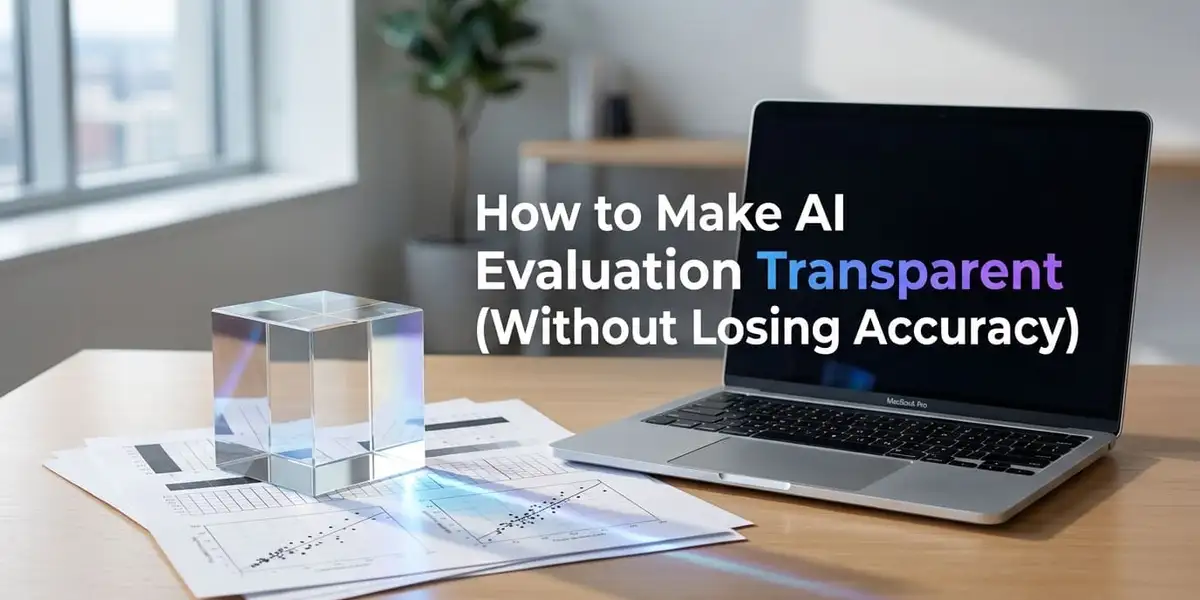 Diagram showing transparent AI evaluation workflow with bias control and calibration - CrazyGoldFish AI-powered educational assessment platform