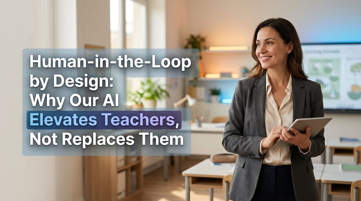Teacher and AI co-creating lesson plans and evaluations - CrazyGoldFish AI-powered educational assessment platform