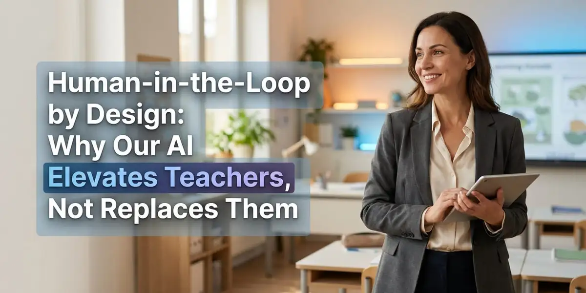 Teacher and AI co-creating lesson plans and evaluations - CrazyGoldFish AI-powered educational assessment platform