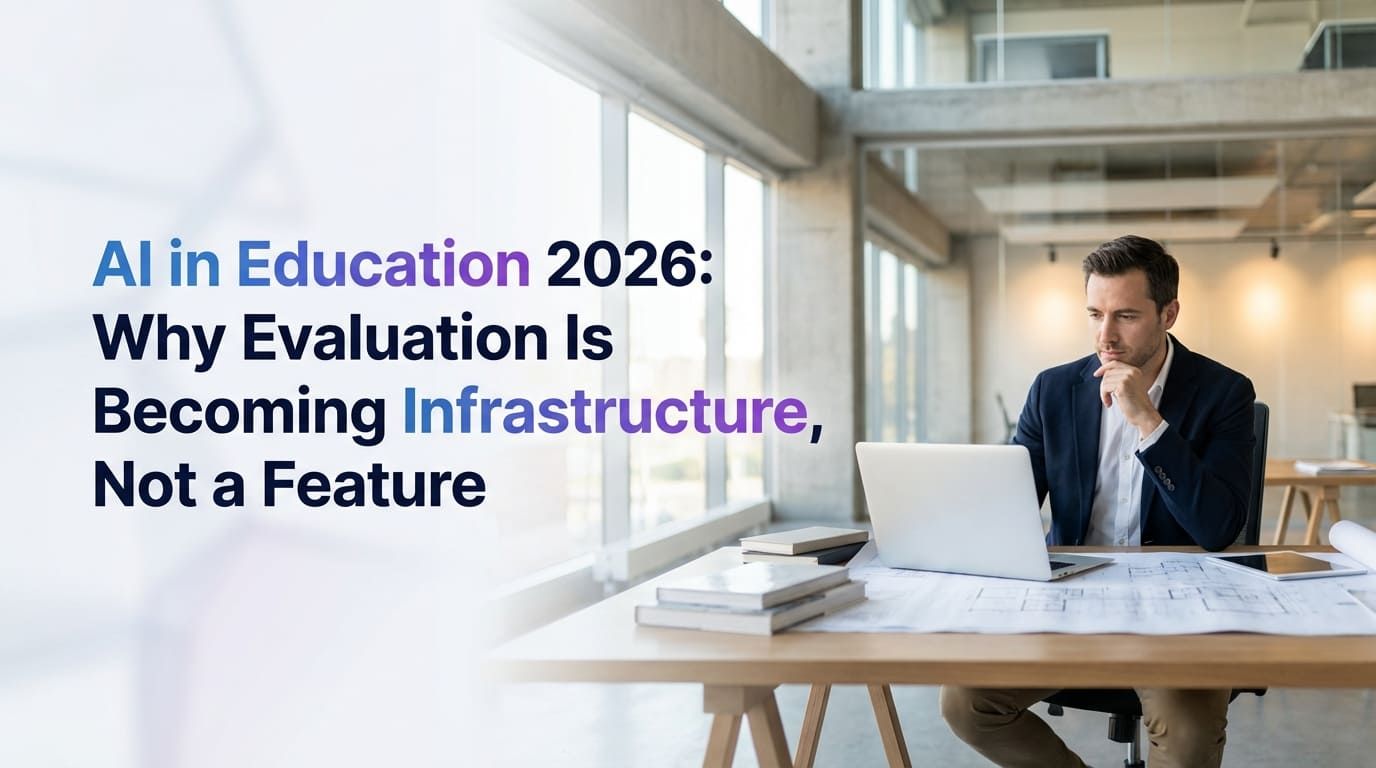 Abstract visualization of AI evaluation pipelines in education - CrazyGoldFish AI-powered educational assessment platform